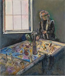 Clifton Pugh painting in the studio