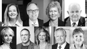 Chairman Sid Myer AM, Deputy Chair Hayley Baillie, Tim Bednall, Jillian Broadbent AC, Patrick Corrigan AM, Marilyn Darling AC, Tim Fairfax AC, Sam Meers AO, John Liangis, Dr Helen Nugent AC, Nigel Satterley AM, Susan Armitage and Elizabeth Pakchung.