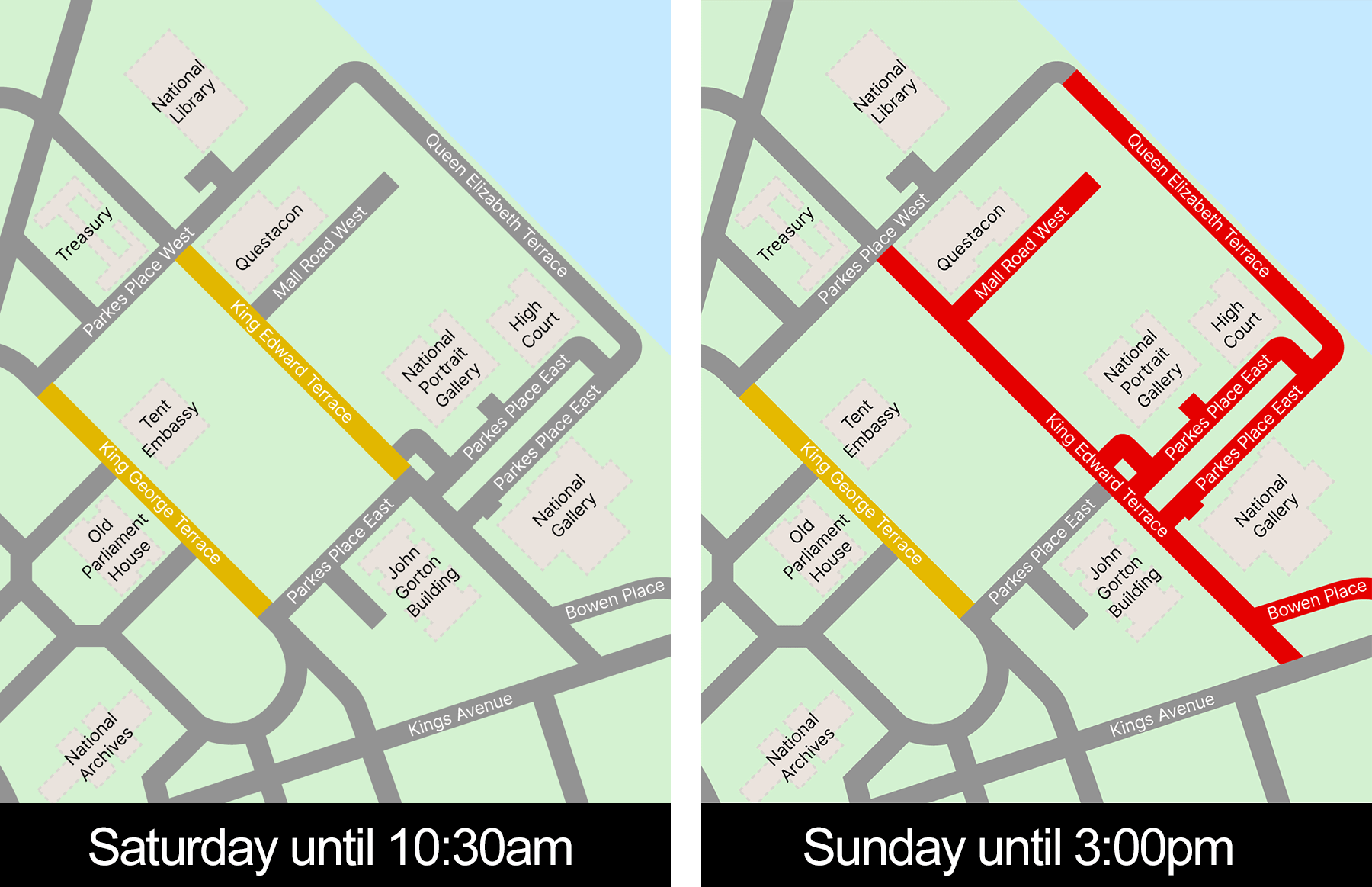 Canberra Marathon 2026 road closures map
