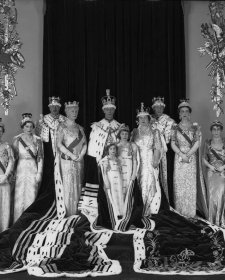 Group photograph taken at the coronation of King George VI including Queen Elizabeth II, Duke and Duchess of Gloucester and the Queen Mother, 12 May 1937 by Hay Wrightson
