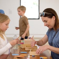 People participating in crafting activities