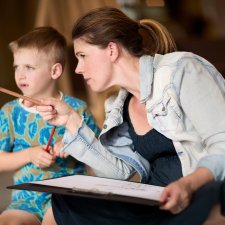 A mother and child drawing