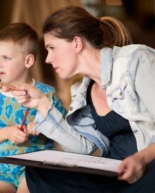 A mother and child drawing