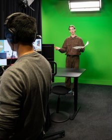 Nic in the virtual tour studio