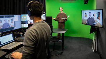 Nic in the virtual tour studio