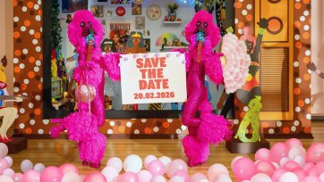 The Huxleys in front of 'Kaylene TV', 2023 by Kaylene Whiskey