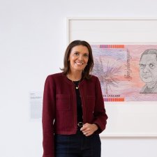 Shelley Ware with Blood money - infinite dollar note - Aunty Regina Pilawuk Wilson, 2023. Dr Ryan Presley