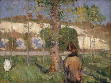 Madame Sisley on the banks of the Loing
at Moret, 1887 by John Peter Russell (1858–1930)