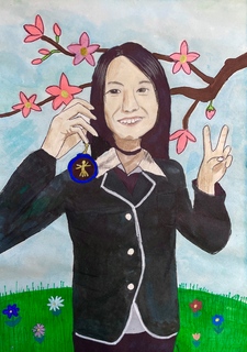 My sister with the medal